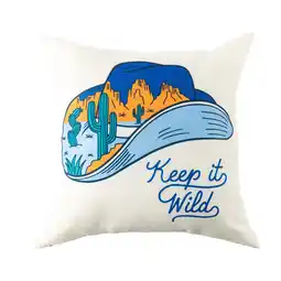 Walmart Mainstays 16 x 16 Texas Reversible Decorative Outdoor Throw Pillow, Beige/Blue offer