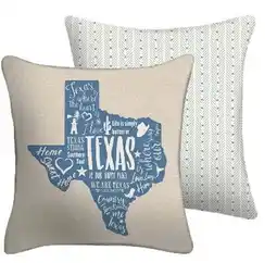 Walmart Mainstays 16 x 16 Texas Reversible Decorative Outdoor Throw Pillow, Beige/Blue offer