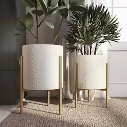 Walmart Gianna Modern White Metal Planters (Set of 2) offer