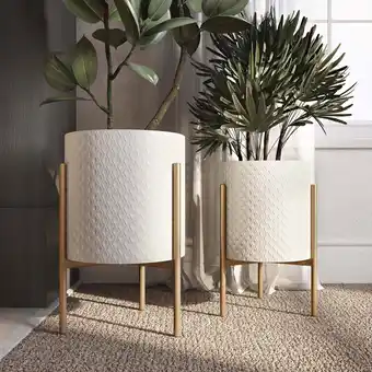 Walmart Gianna Modern White Metal Planters (Set of 2) offer