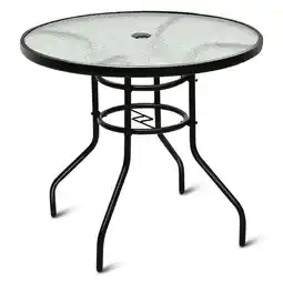 Walmart Costway 32'' Patio Round Table Tempered Glass Steel Frame Outdoor Pool Yard Garden offer