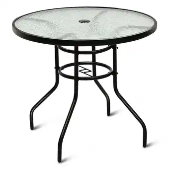 Walmart Costway 32'' Patio Round Table Tempered Glass Steel Frame Outdoor Pool Yard Garden offer