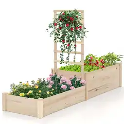 Walmart Costway 87 Raised Garden Bed with Trellis 2 Planter Boxes Open-ended Base for Patio offer