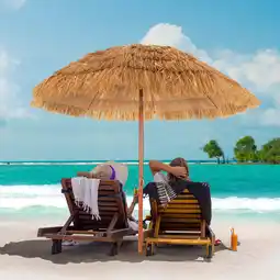 Walmart Costway 6.5 FT Thatched Beach Umbrella Tilt Tiki Hawaiian Patio Portable offer