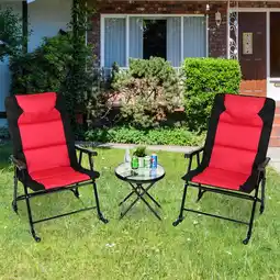 Walmart Costway 3 PCS Outdoor Folding Rocking Chair Table Set Bistro Sets Patio Furniture Red offer