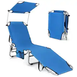 Walmart Topbuy Foldable Sun Shading Chaise Lounge Chair Adjustable Beach Recliner Blue offer