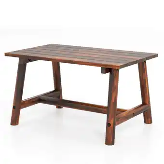 Walmart Costway Outdoor Coffee Table with Slatted Tabletop Rectangle Side Table for Garden offer