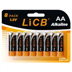 Walmart LiCB High Capacity Alkaline AA Batteries (8-Pack), 1.5 Volts Long-Lasting Double A Battery offer