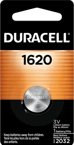 Walmart Duracell - 1620 3V Lithium Coin Battery - Long Lasting Battery - 1 Count offer