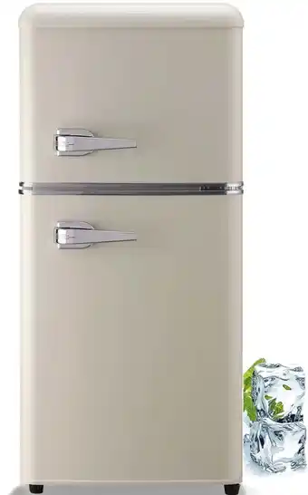 Walmart 3.2 Cu.ft 2 Doors Compact Refrigerators with Freezers, Retro Mini Refrigerators, Cream offer