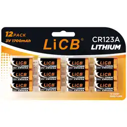 Walmart LiCB CR123A 3V Lithium Battery (12 Pack), High Capacity CR 123 Batteries, Long-Lasting Power offer