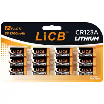Walmart LiCB CR123A 3V Lithium Battery (12 Pack), High Capacity CR 123 Batteries, Long-Lasting Power offer
