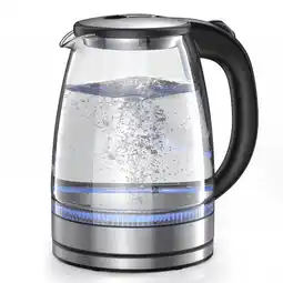Walmart Electric Kettle, 1.7L Glass Boiler Electric Tea Kettle with Blue LED Indicator Light, Silver offer