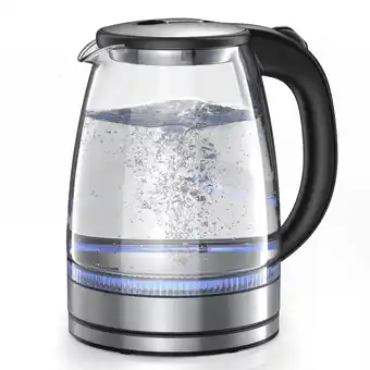 Walmart Electric Kettle, 1.7L Glass Boiler Electric Tea Kettle with Blue LED Indicator Light, Silver offer