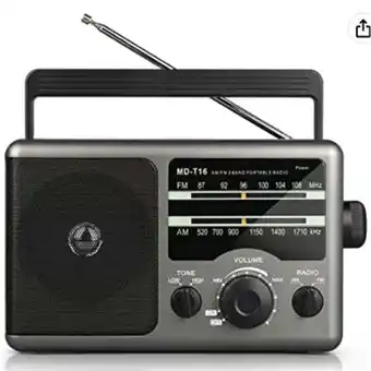 Walmart Jazmm AM FM Portable Radio, Battery Operated, Portable Shortwave Radio, AC/Battery Dual Power, Black offer