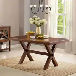Walmart Better Homes & Gardens Maddox Crossing Dining Table, Brown Finish offer