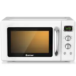 Walmart Costway 0.9Cu.ft. Retro Countertop Compact Microwave Oven 900W 8 Cooking Settings White offer