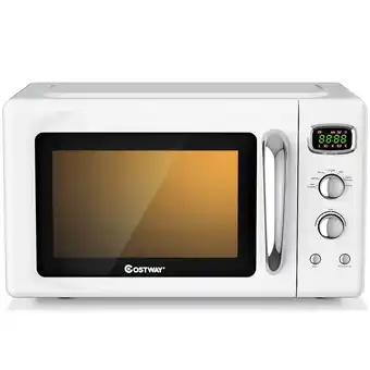 Walmart Costway 0.9Cu.ft. Retro Countertop Compact Microwave Oven 900W 8 Cooking Settings White offer