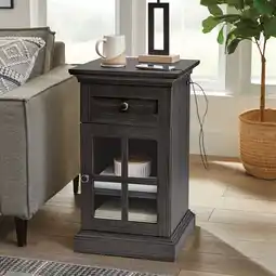 Walmart Better Homes & Gardens Canton End Table with USB, Tobacco Oak Finish offer