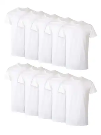 Walmart Hanes Men's Super Value Pack White Crew T-Shirt Undershirts, 10 Pack offer