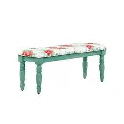 Walmart The Pioneer Woman Callie Vintage Floral Dining Bench Made With Solid Wood Frame, Teal offer