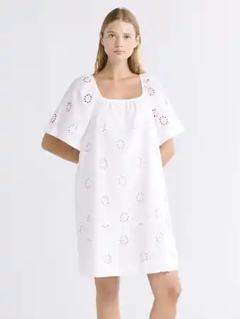 Walmart Free Assembly Women's Square Neck Eyelet Mini Dress with Short Sleeves, Sizes XS-XXL offer