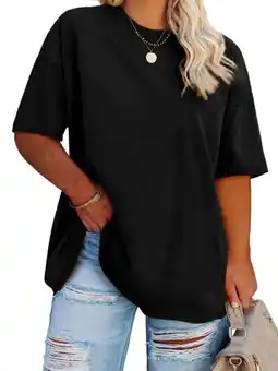 Walmart Women's Plus Size T Shirts Oversized Tees Summer Half Sleeve Crew Neck Tunic Tops offer