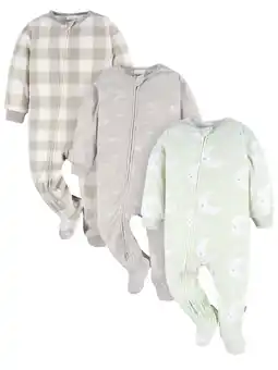 Walmart Gerber Baby and Toddler Neutral Microfleece Blanket Sleeper Pajamas, 3-Pack, Sizes 0/3M-5T offer