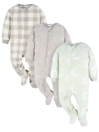 Walmart Gerber Baby and Toddler Neutral Microfleece Blanket Sleeper Pajamas, 3-Pack, Sizes 0/3M-5T offer