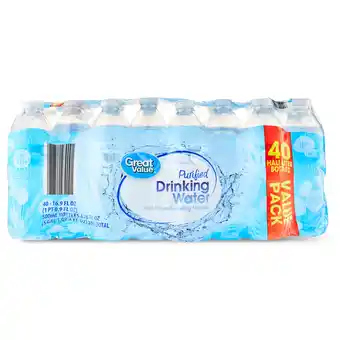 Walmart Great Value Purified Drinking Water, 16.9 Fl. Oz., 40 Count offer
