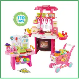 Walmart Supermarket Play Set 3 in1 Kitchen Set for Kids Pink 110 Pcs for Toddlers Girls +3 Mundo Toys offer