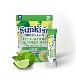 Walmart Sunkist Collagen Limeade Drink Mix, Electrolyte Hydration Powder with Vitamin C & Zinc, 20 Packets offer