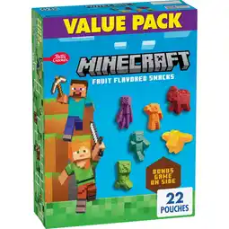 Walmart Minecraft Fruit Flavored Snacks, Fat Free and Gluten Free, Value Pack, 17.6 oz, 22 Pouches offer