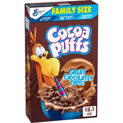 Walmart Cocoa Puffs, Chocolate Breakfast Cereal with Whole Grains, Family Size, 18.1 oz offer