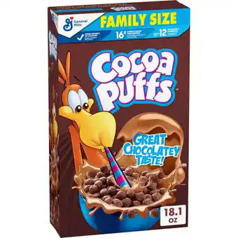 Walmart Cocoa Puffs, Chocolate Breakfast Cereal with Whole Grains, Family Size, 18.1 oz offer
