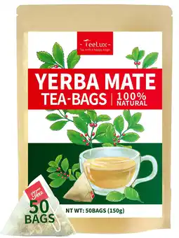 Walmart TeeLux Yerba Mate Tea Bags, 3g/bag, Unsmoked Yerba Mate Tea, Rich in Antioxidant, 50 Count offer