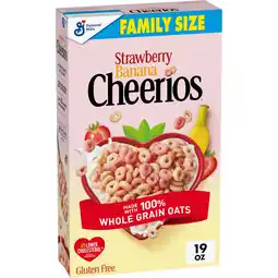 Walmart Strawberry Banana Cheerios, Heart Healthy Gluten Free Breakfast Cereal, Family Size, 19 oz offer