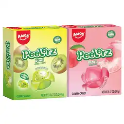 Walmart Amos Peelerz Gummy Candy Kiwi & Peach, Fruit Snacks Individually Wrapped 8.47 oz offer