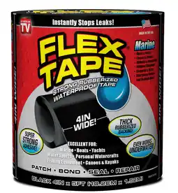 Walmart Flex Tape Strong Rubberized Waterproof Tape, Marine, 4 inches x 5 feet, Black offer
