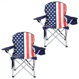 Walmart CozyBox 2 Pack Premium Portable Folding Chairs with Can Cooler and Storage Pocket -[USA Flag 2 Pack] offer