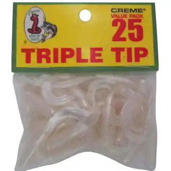 Walmart Creme 1.5 Triple Tip Grub Lures, Pearl, 25 Pack offer