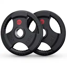 Walmart GIKPAL 50lbs Rubber Coated Olympic Weight Plates, Solid Cast Iron Bumper Plates offer