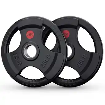 Walmart GIKPAL 50lbs Rubber Coated Olympic Weight Plates, Solid Cast Iron Bumper Plates offer
