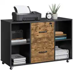 Walmart Alden Design Rolling File Cabinet with 2 Drawers, Black/Rustic Brown offer