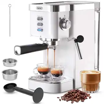 Walmart Gevi 20 Bar Automatic 40-Cup White Espresso Machine with Milk Frother Wand offer