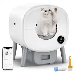 Walmart GOOVI Self Cleaning Cat Litter Box Smart Automatic Litter Box with App Control, White offer