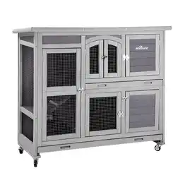 Walmart Aivituvin Rabbit Hutch Indoor Outdoor Bunny House Guinea Pig Cage on Wheel with Plastic Tray 47inch offer