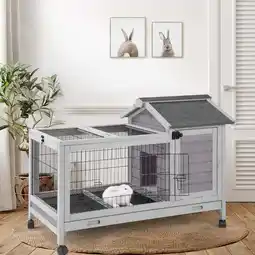 Walmart MEDEHOO Rabbit Hutch Indoor Outdoor Rabbit Cage Bunny Cage with Run,No Leak Pull Out Tray,Wire Fence offer