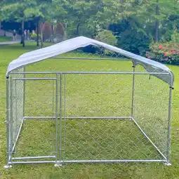 Walmart Outdoor Dog Kennel Dog Pen Pet Crate Kennel Playpen House with Roof 6.5x6.5ft offer