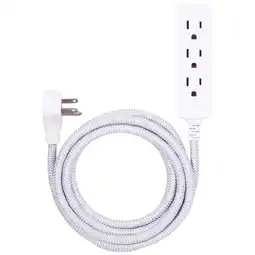 Walmart Cordinate 10ft. 3-Outlet Extension Cord, White/Gray – 39624 offer